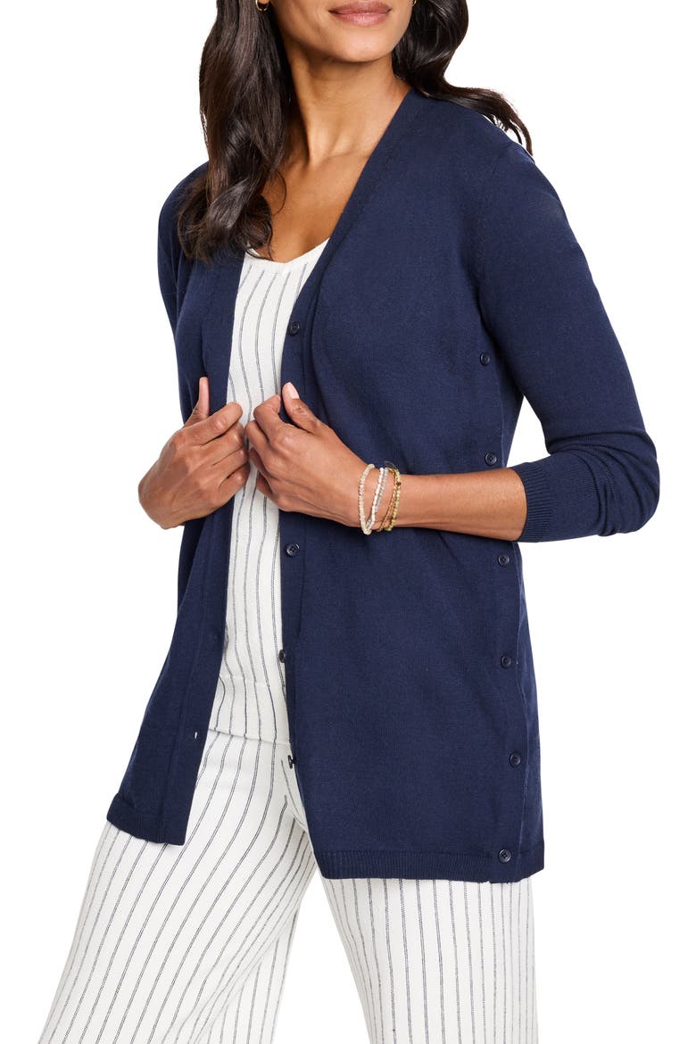 Destination Side Button Cardigan, Main, color, DARK INDIGO