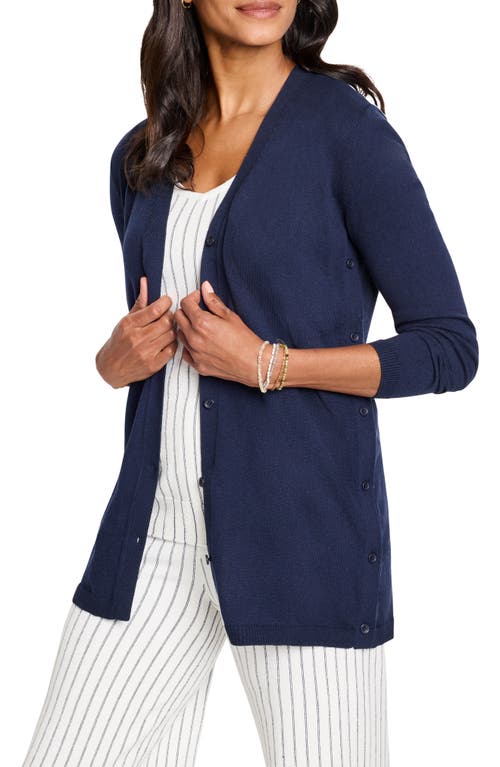 Nic + Zoe Nic+zoe Destination Side Button Cardigan In Blue