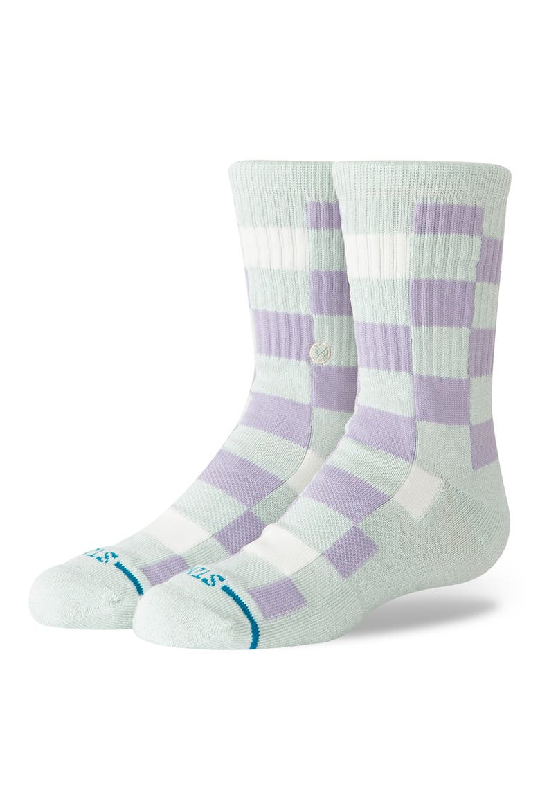 Kids' Chef Check Stretch Cotton Blend Crew Socks, Alternate, color, LILAC