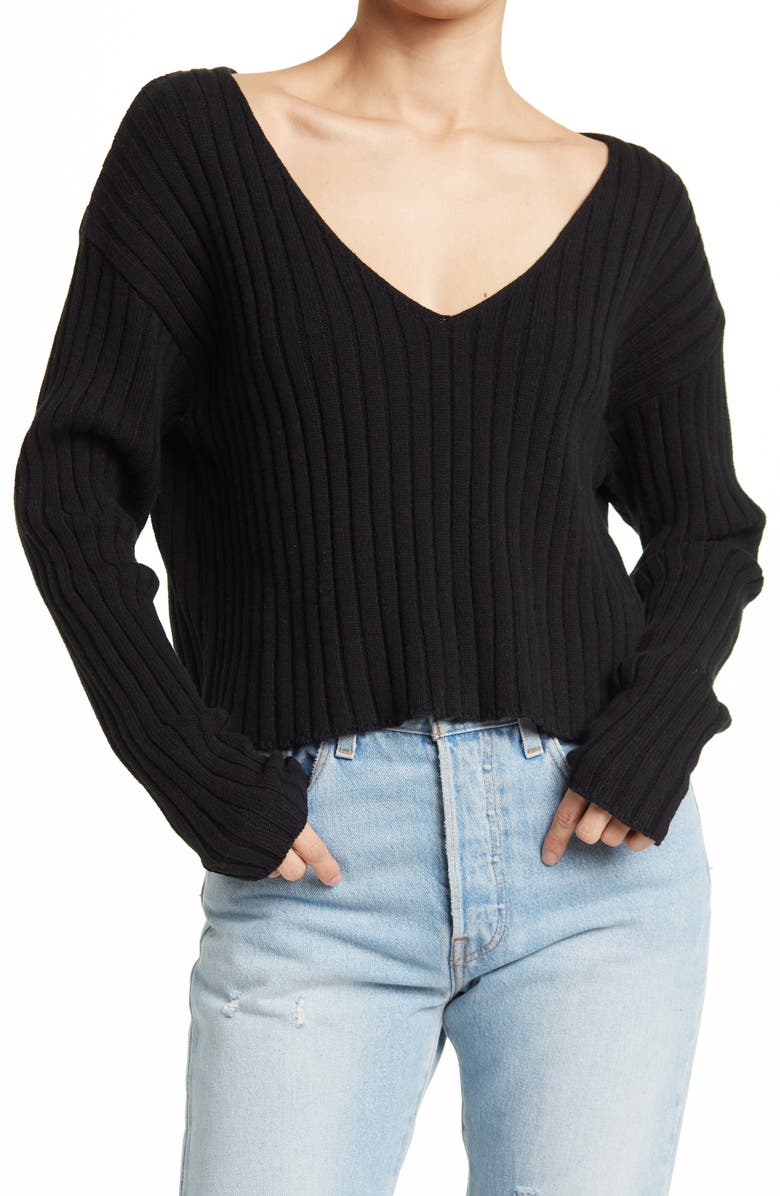 Abound V-Neck Ribbed Crop Sweater, Main, color, 