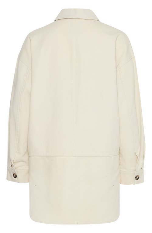 Ichi Oversize Canvas Jacket In Almond Milk
