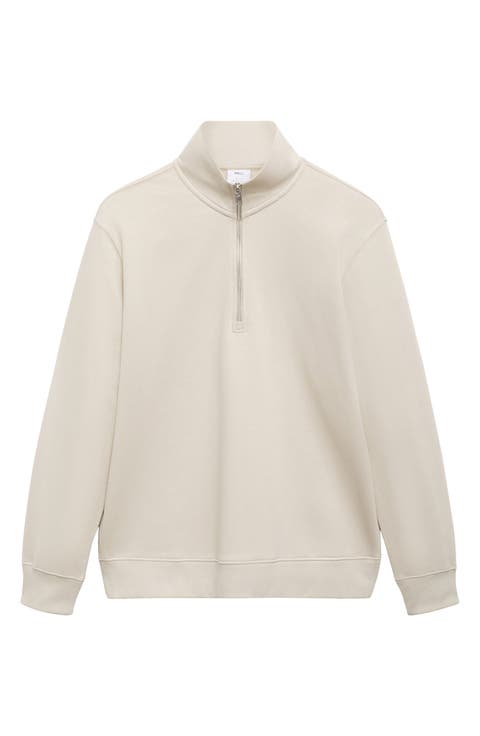 Regular Fit Half Zip Cotton Sweatshirt