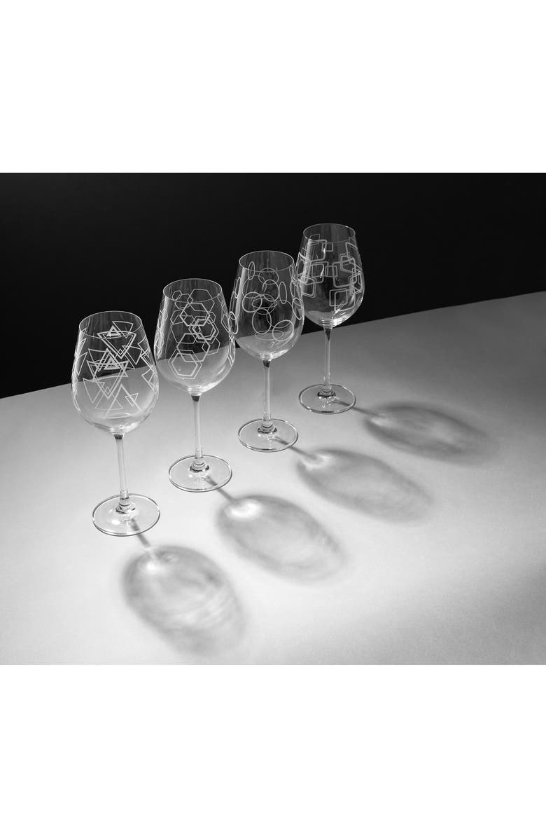 JoyJolt Geo Crystal Set of 4 White Wine Glasses, Alternate, color, Clear
