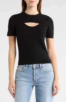 WISHLIST Cutout Short Sleeve Knit Top