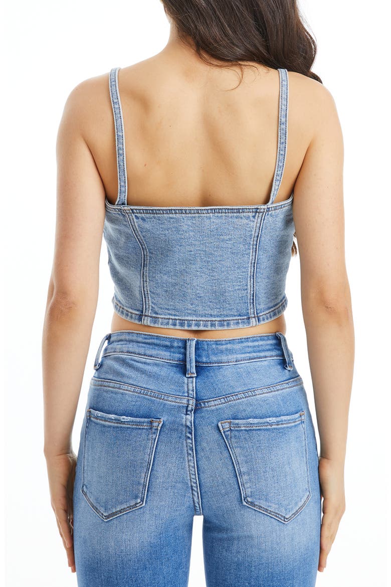 Lunna Denim Corset Top, Alternate, color, WAVE
