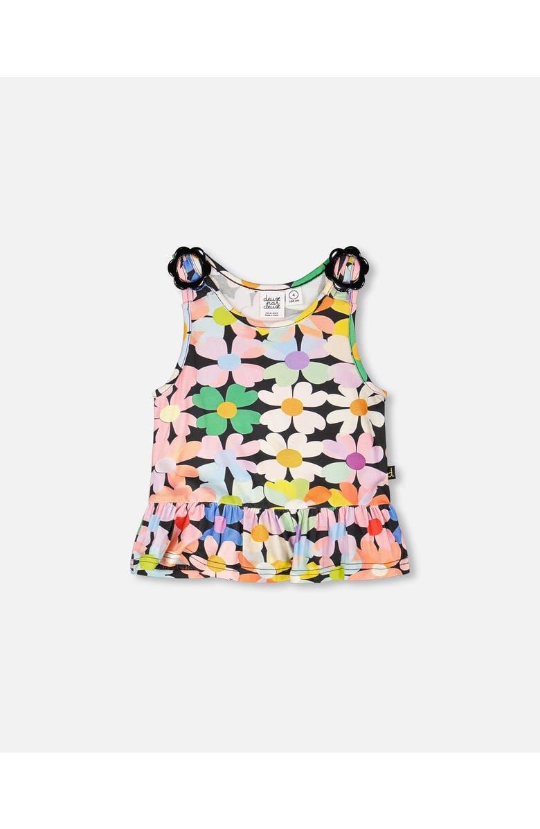 Deux par Deux Sleeveless Jersey Flowers Tank Top, Main, color, Black Floral Print
