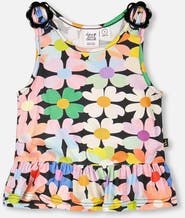 Deux par Deux Sleeveless Jersey Flowers Tank Top