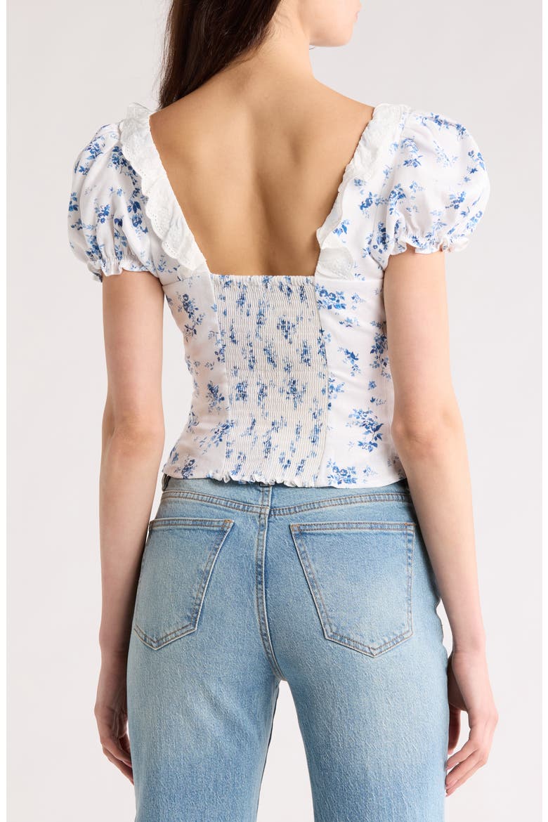 Alice Lace Trim Puff Sleeve Crop Top, Alternate, color, ORLAYA