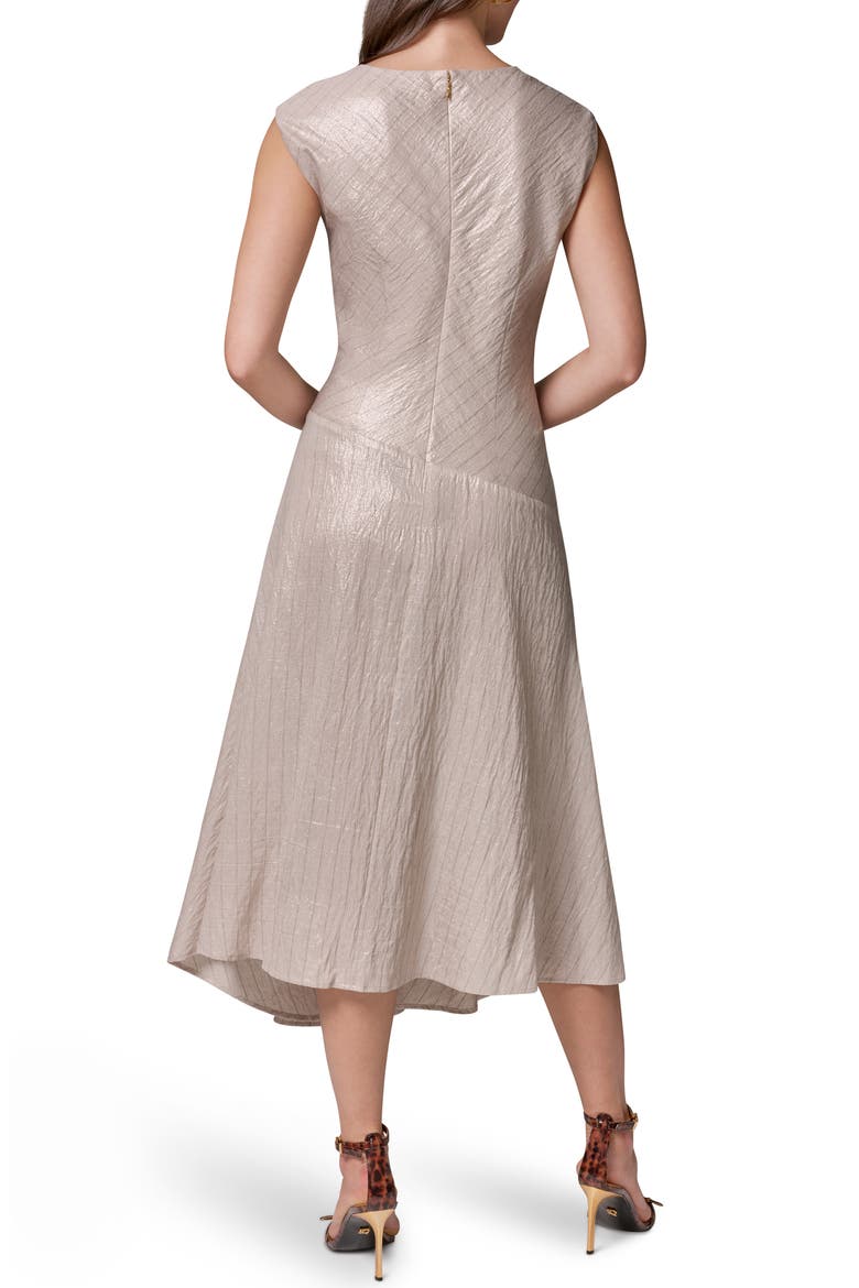 Metallic Cap Sleeve Asymmetric Dress, Alternate, color, SISAL/ CANYON