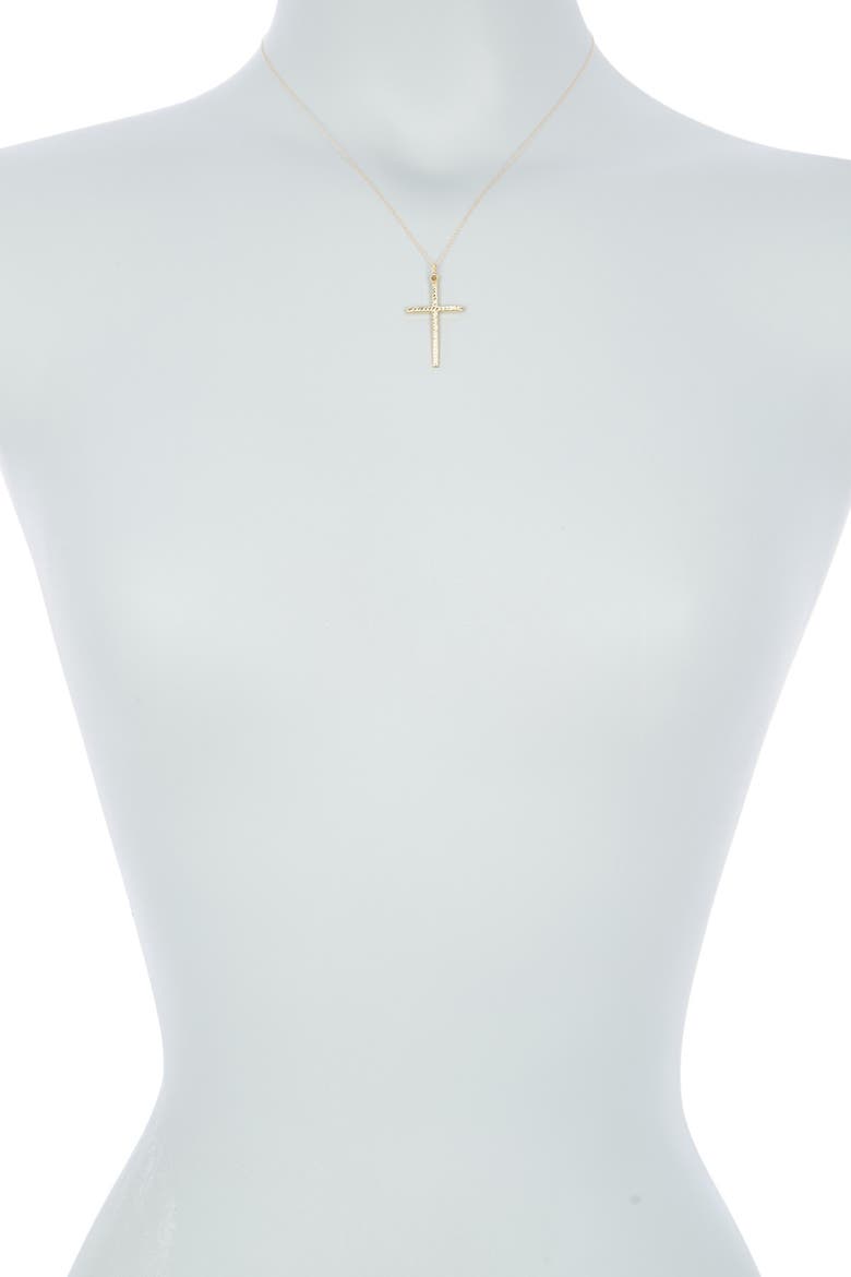 10K Yellow Gold Hammered Cross Pendant Necklace, Alternate, color, GOLD