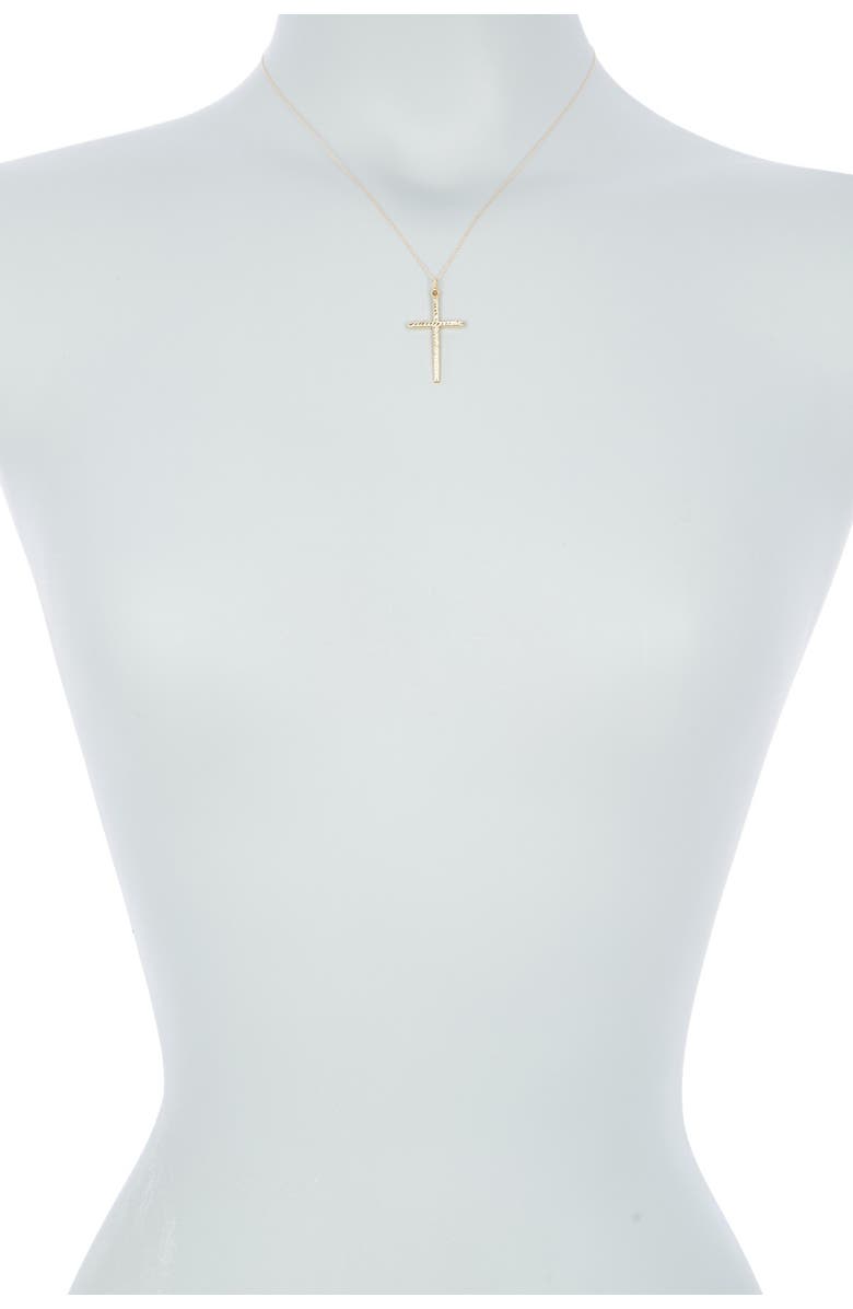 CANDELA JEWELRY 10K Yellow Gold Hammered Cross Pendant Necklace, Alternate, color, 