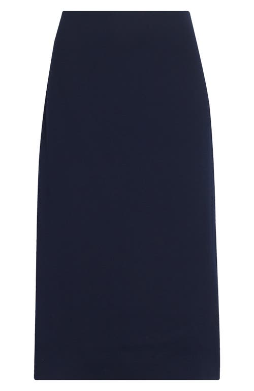St John St. John Collection Lace Inset Satin Back Crepe Skirt In Blue