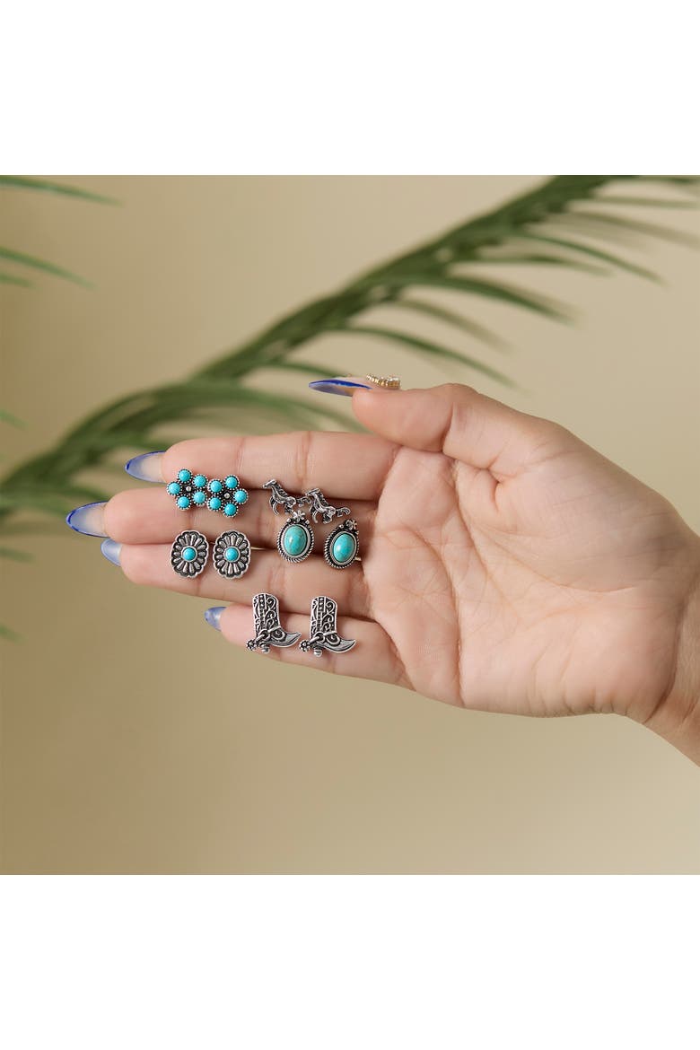 Western Turquoise Earring Set, Alternate, color, Silver