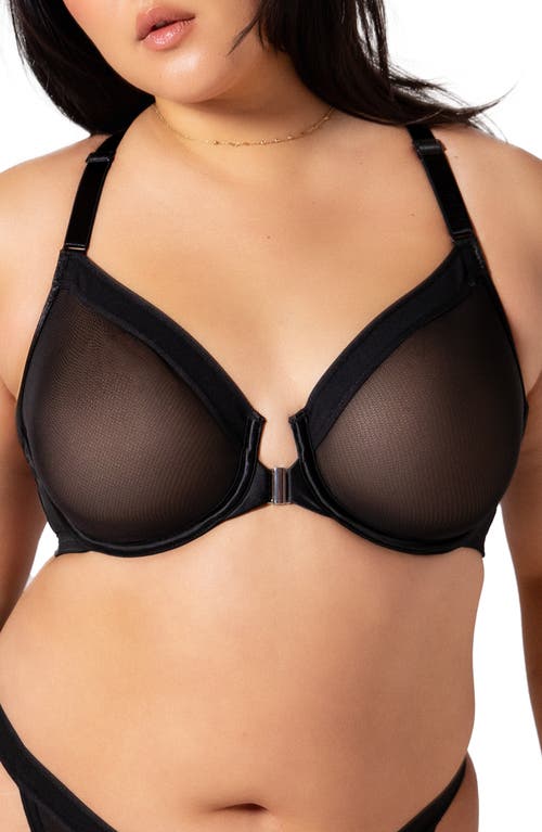 CURVY COUTURE CURVY COUTURE SHEER MESH FRONT CLASP RACERBACK UNDERWIRE BRA 