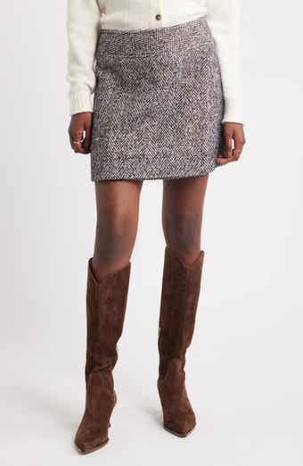 Treasure & Bond Herrringbone Tweed Wrap Miniskirt
