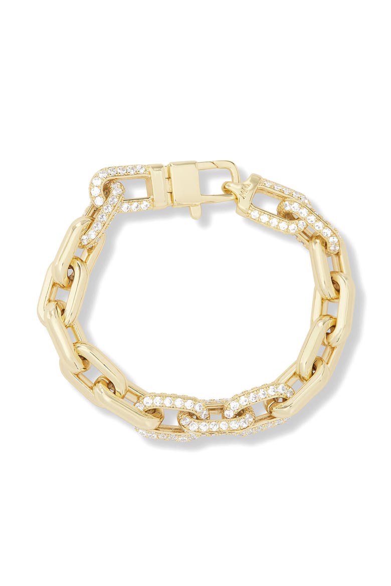 Frankie Pavé Cubic Zirconia Link Bracelet, Main, color, GOLD-WHITE