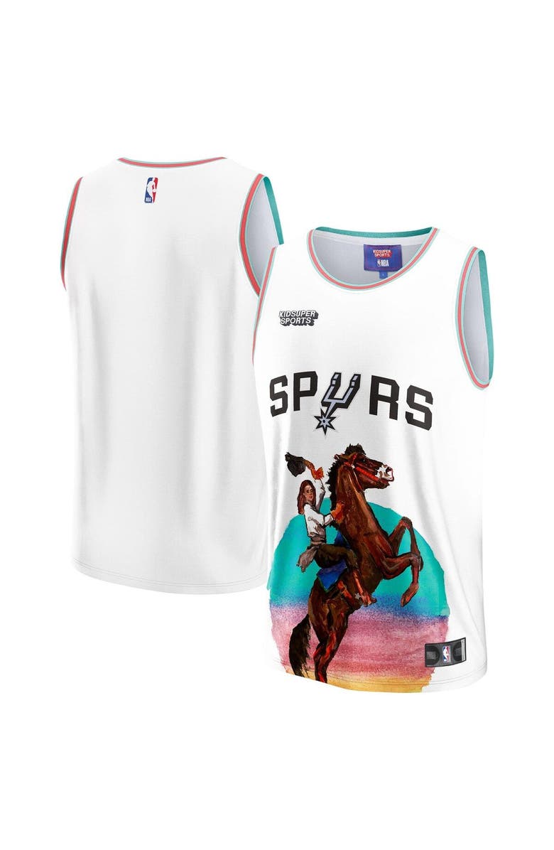 NBA X KIDSUPER Unisex NBA & KidSuper Studios by Fanatics White San Antonio Spurs Hometown Jersey, Main, color, White