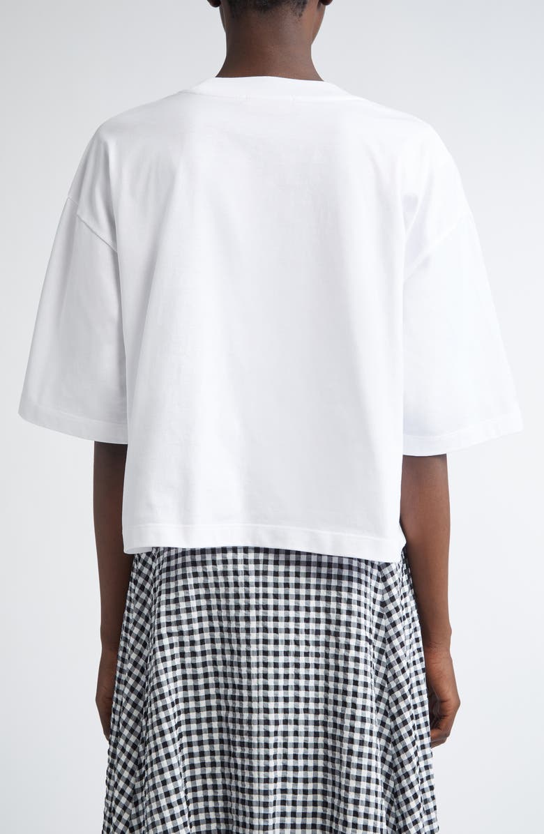 Marni Gingham Logo Boxy Crop Cotton Graphic T-Shirt, Alternate, color, 