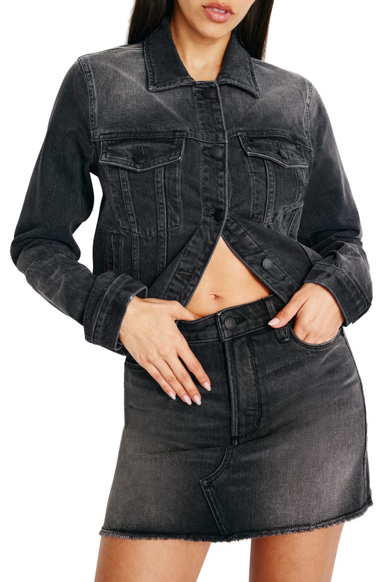 Committed to Fit Denim Jacket, Main, color, BLACK352