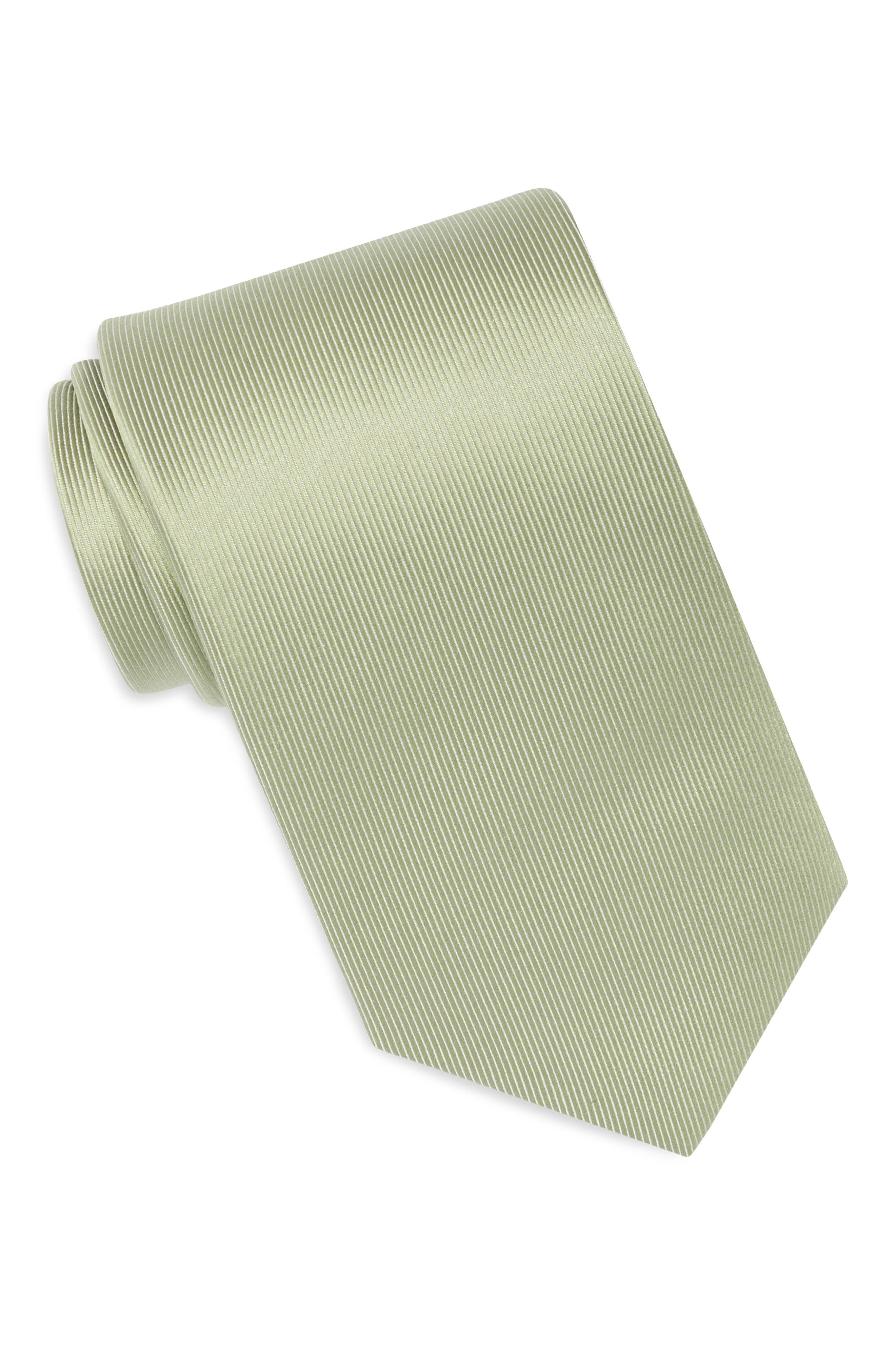 Duchamp Solid Silk Tie In Green