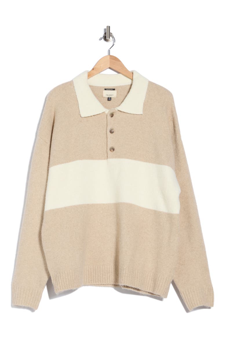 Oversize Rugby Shirt, Main, color, HTHR STONE