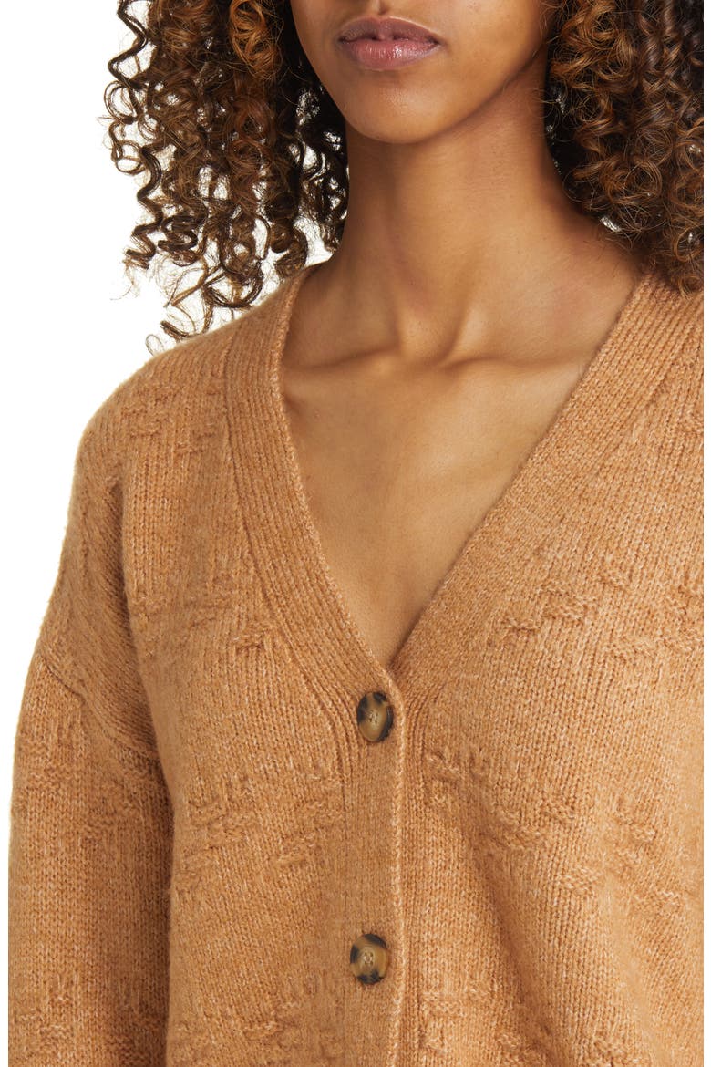 Basket Weave Stitch Cardigan, Alternate, color, CAMEL