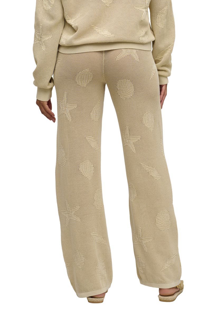 Shell Jacquard Sheer Cotton Pajama Pants, Alternate, color, STONE