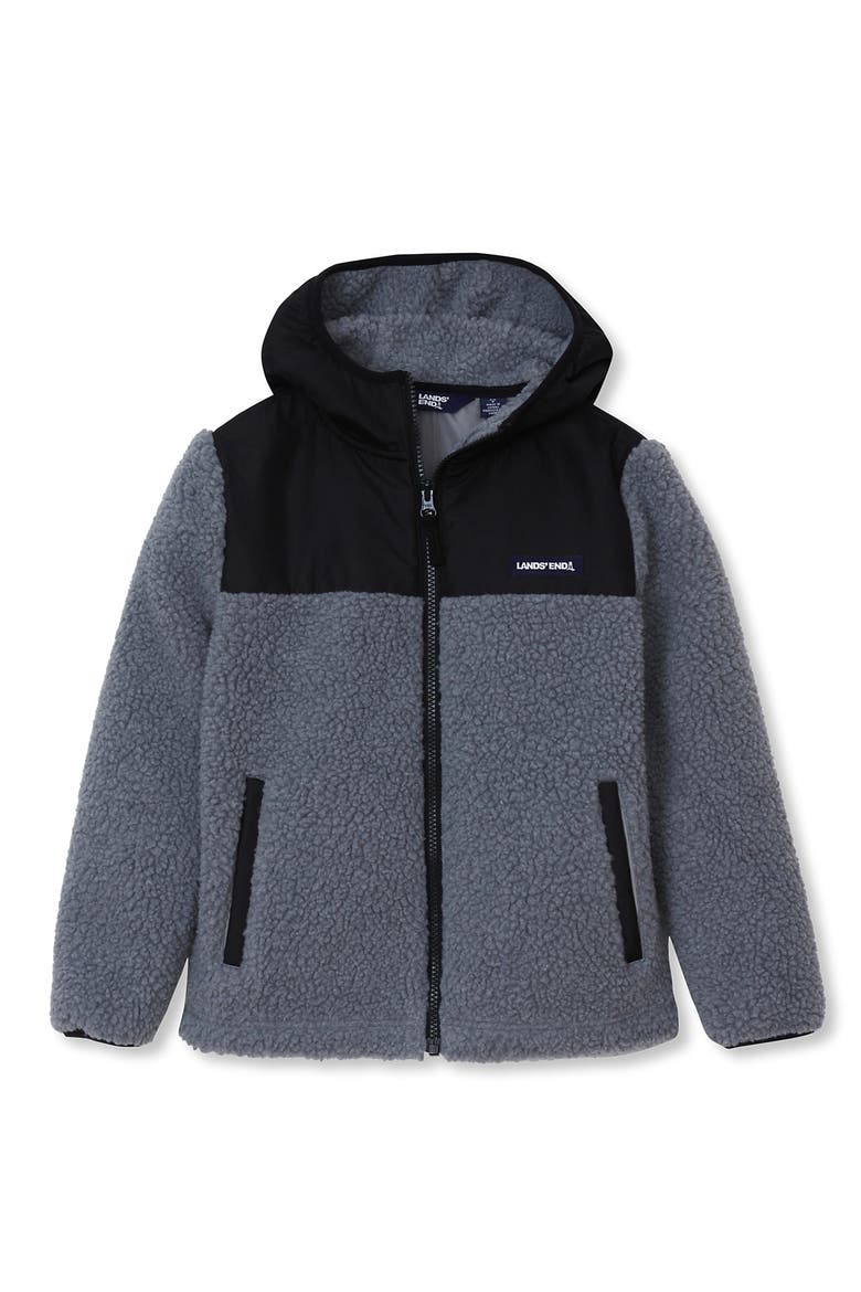 Kids High Pile Fleece Hooded Jacket, Main, color, Charcoal Gray/Black