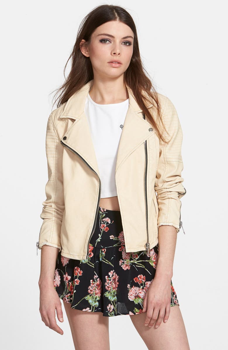 BLANKNYC Faux Leather Moto Jacket, Main, color, 