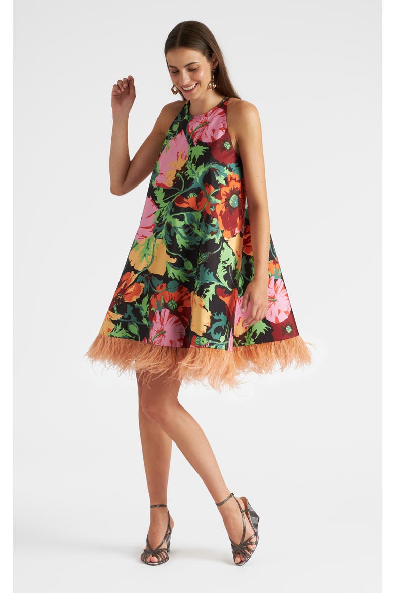 La Fenice Mini Dress, Alternate, color, Wonderland Black