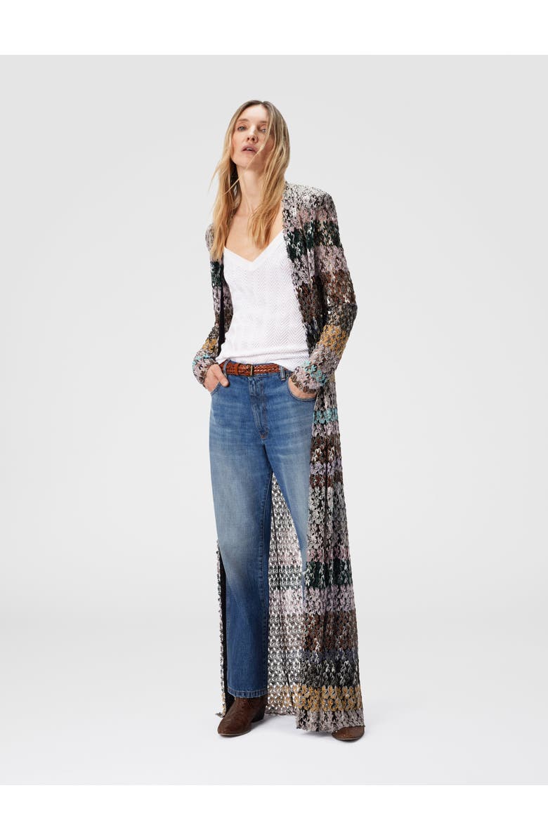 Missoni Long Cardigan With Lace Straps, Alternate, color, Multicoloured