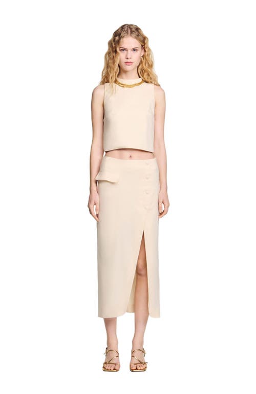 Sandro Mira Button-front Midi Skirt In Ecru
