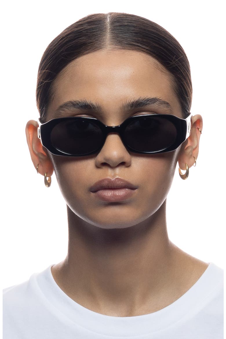 Shebang 52mm Rectangular Sunglasses, Alternate, color, BLACK