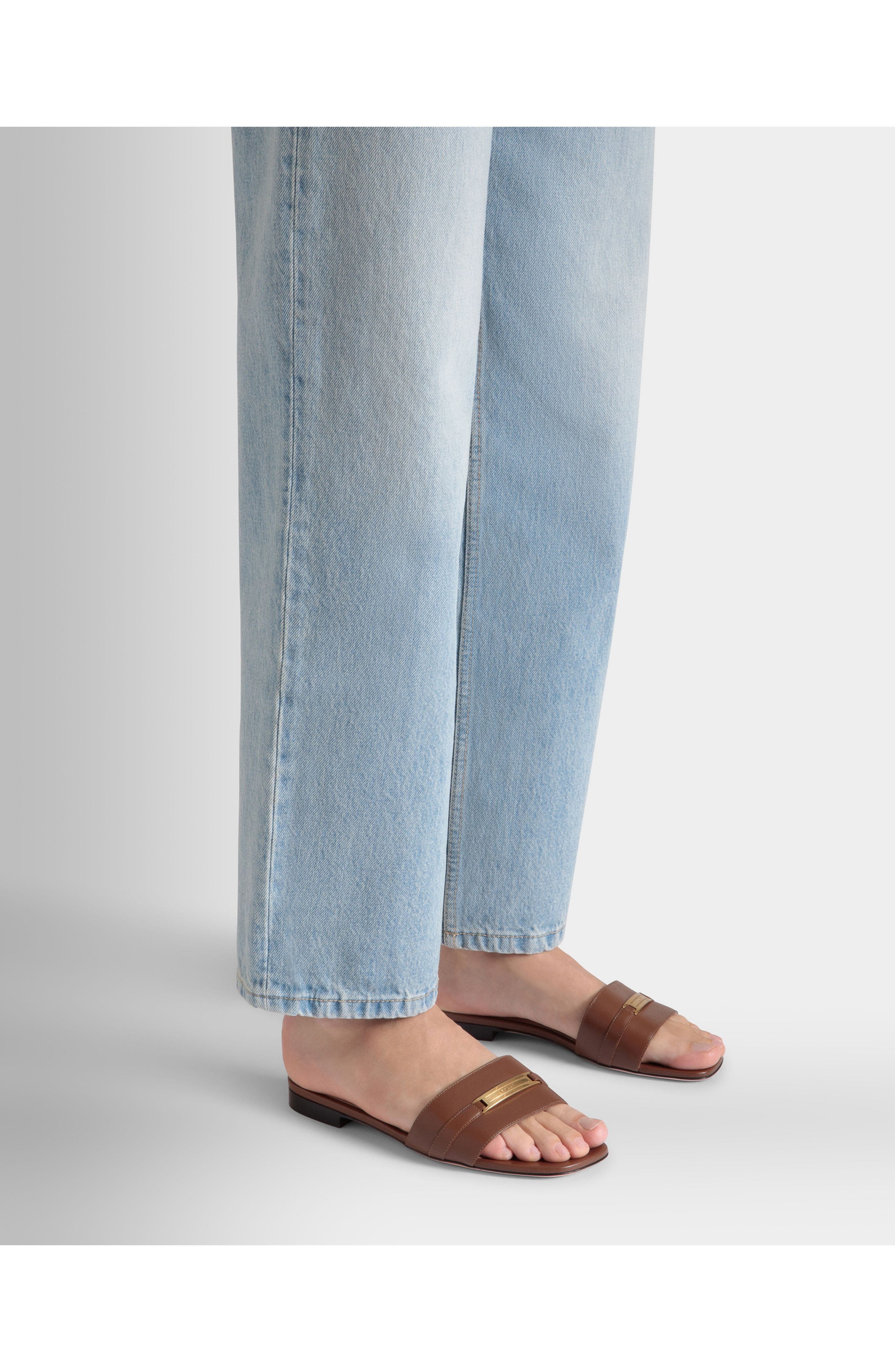 Bally Deco Flat Sandal, Alternate, color, Brown