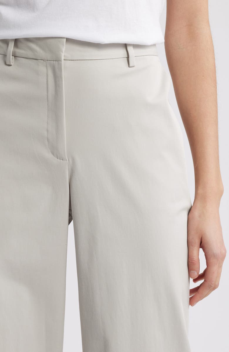 Eileen Fisher High Waist Stretch Organic Cotton Ankle Wide Leg Pants, Alternate, color, Chalk