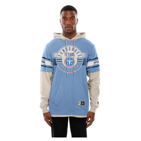 Men's New Era  Light Blue Tennessee Titans Twofer Layered Long Sleeve Hoodie T-Shirt