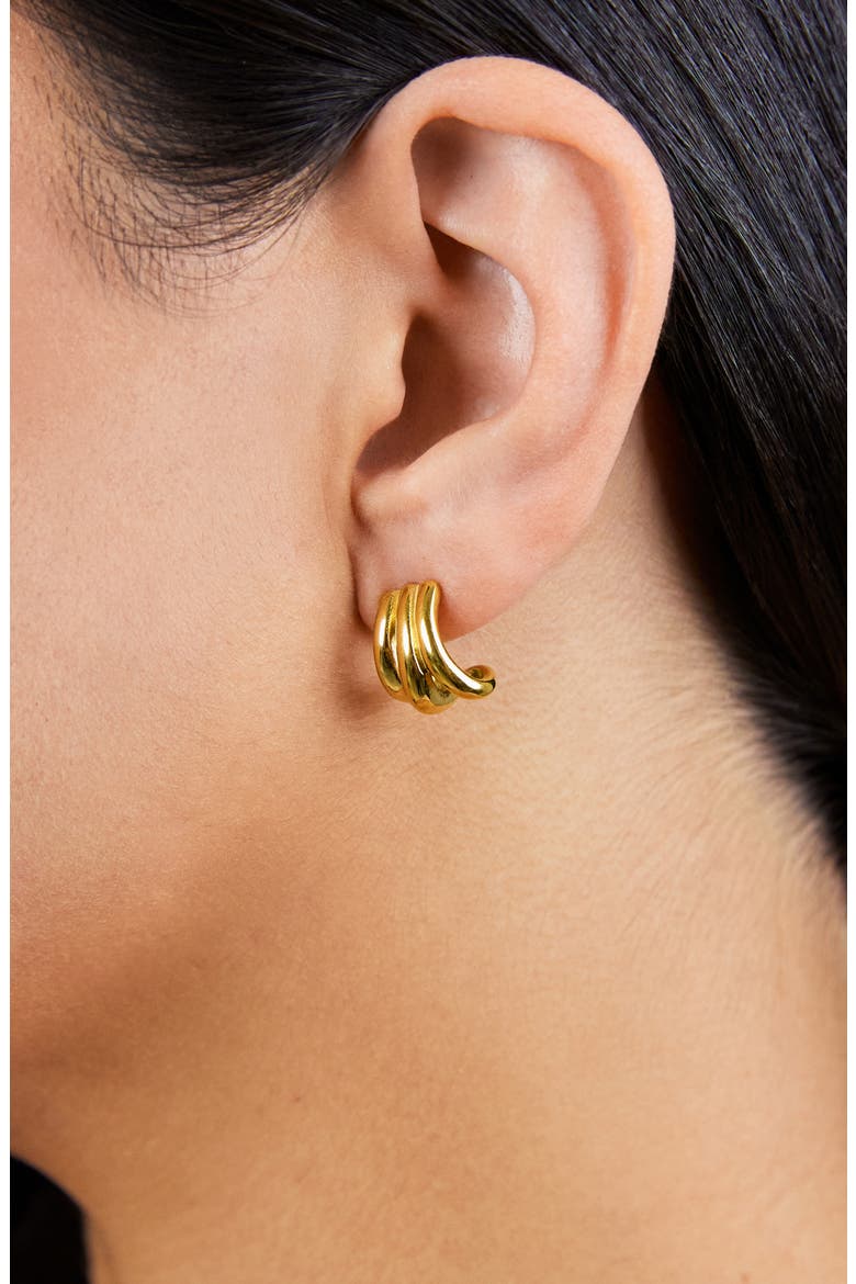 Clarice Triple Layered Hoop Earrings, Alternate, color, GOLD