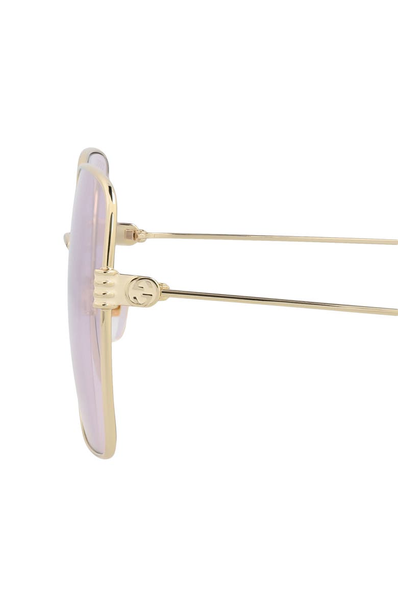 Gucci 62mm Butterfly Sunglasses, Alternate, color, Gold Gold Pink