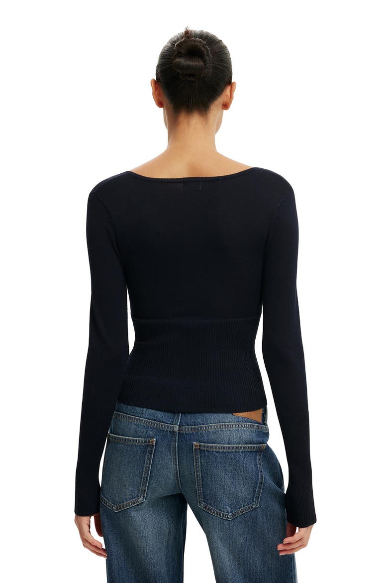 Women's Close Knit V-Neck Top, Alternate, color, Navy