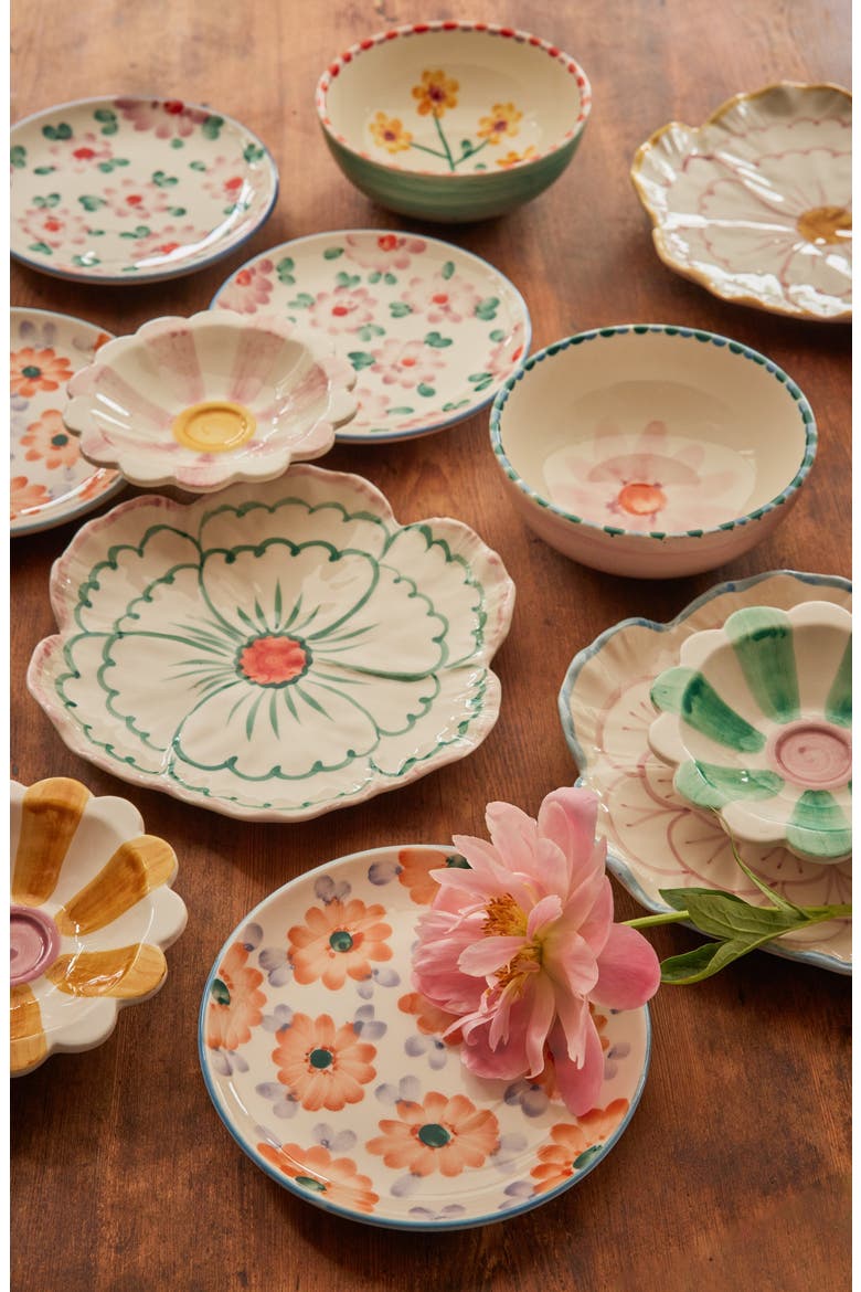 Set of 4 Flower Shaped Side Plates, Alternate, color, MULTI