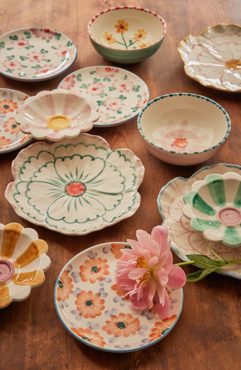 Rice by Rice Set of 4 Flower Shaped Side Plates, Alternate, color, Multi