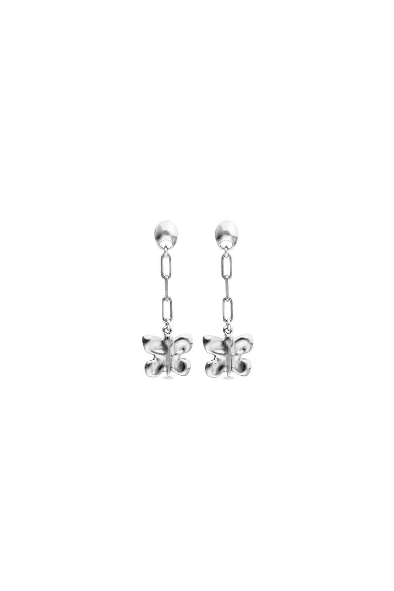 Long Butterfly Earrings in Silver-Tone, Alternate, color, Silver