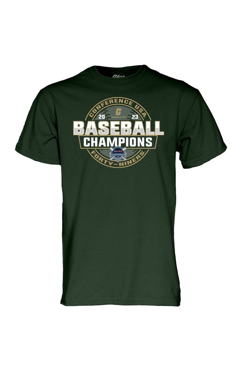 BLUE 84 Green Charlotte 49ers 2023 C-USA Baseball Conference Tournament Champions T-Shirt, Alternate, color, 