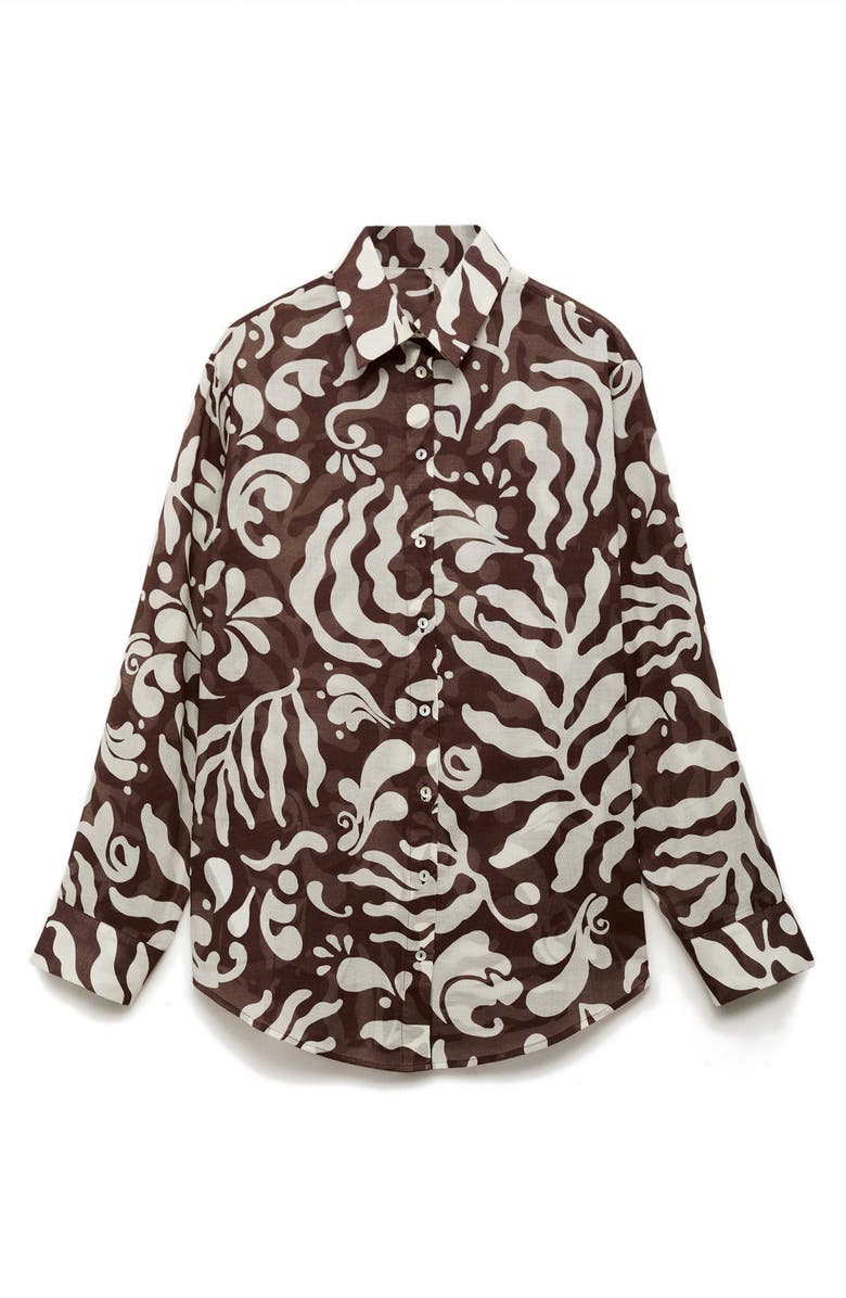 MANGO Print Cotton Button-Up Shirt, Alternate, color, 