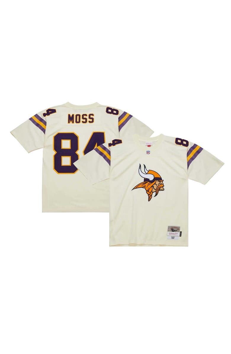 Mitchell & Ness Men's Mitchell & Ness Randy Moss Cream Minnesota Vikings Chainstitch Legacy Jersey, Alternate, color, Cream