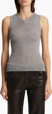 Khaite Renato Rib Merino Wool Blend Sleeveless Sweater