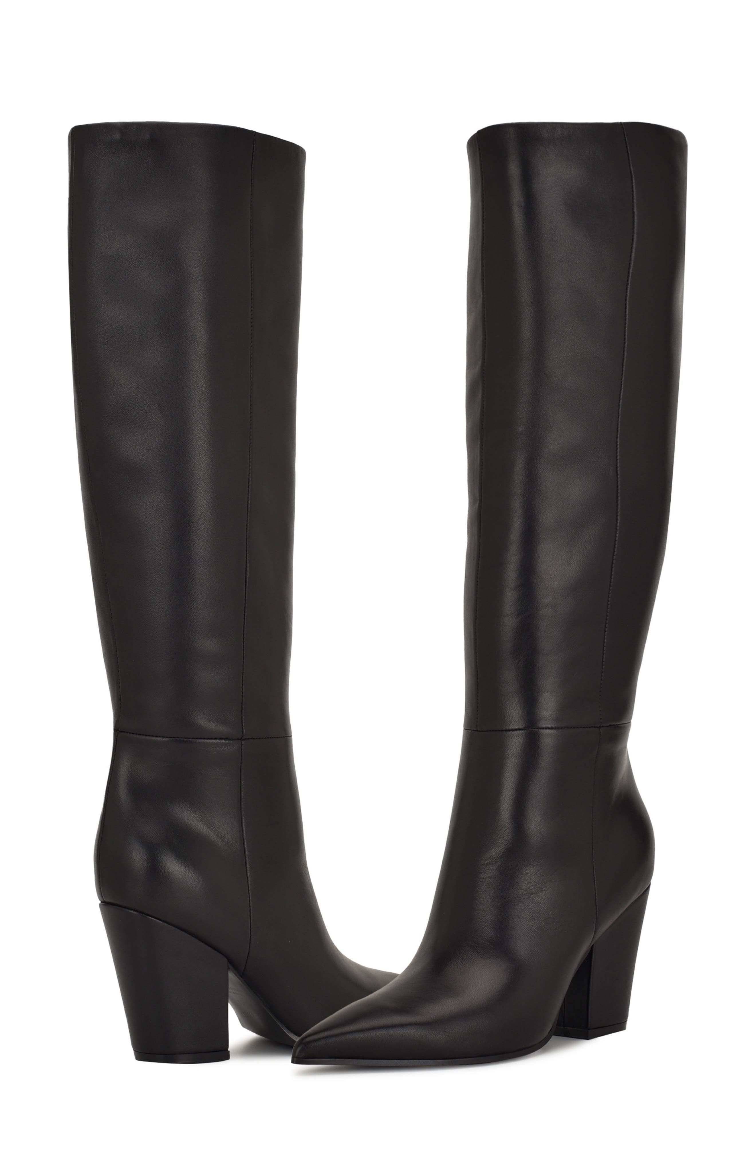 Nine West Adera Pointed Toe Knee High Boot, Alternate, color, Black Leather