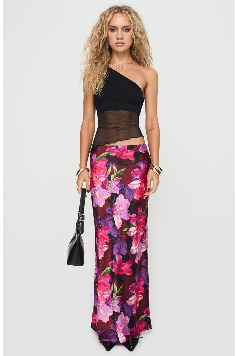 Gilda One-Shoulder Asymmetric Mesh Crop Top, Alternate, color, BLACK