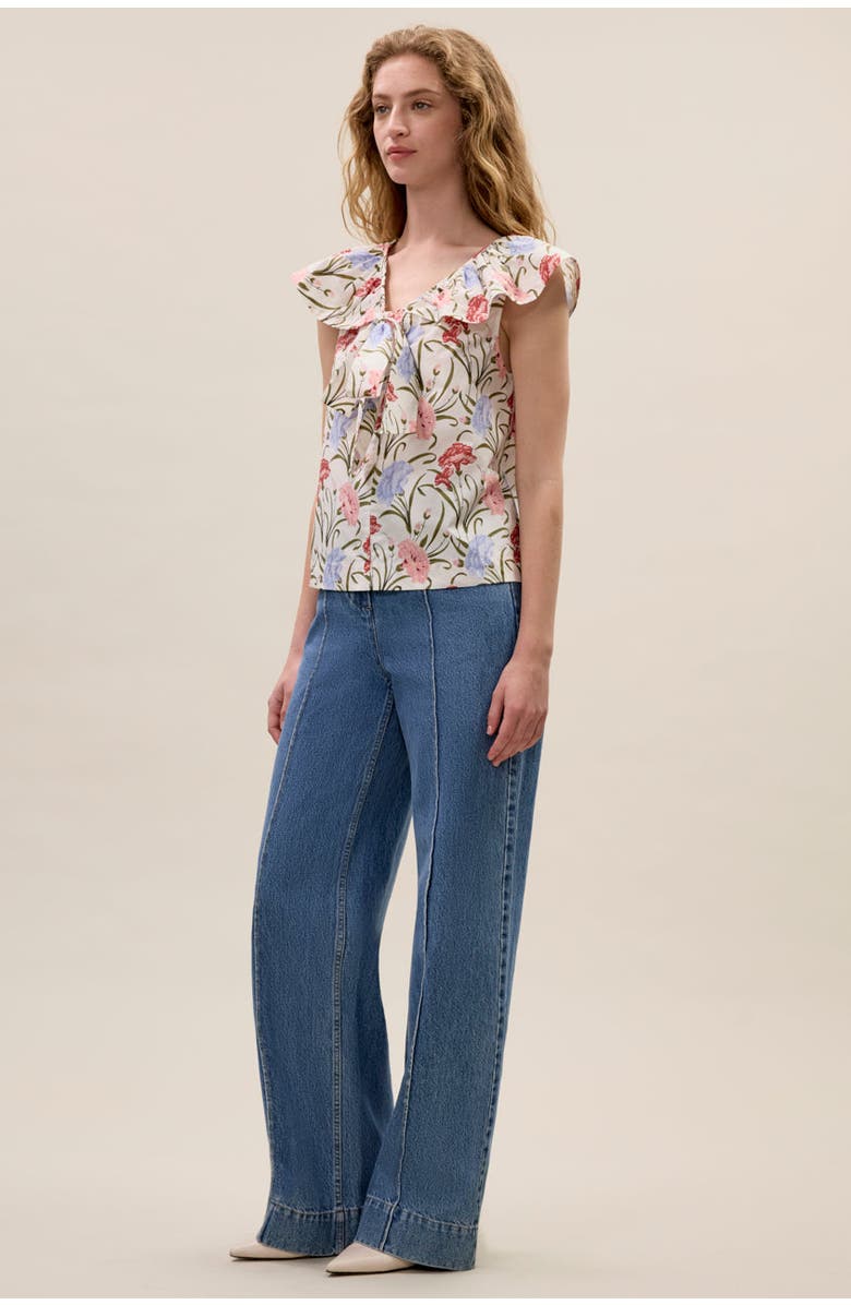 Rebecca Taylor Acosanti Floral Top, Alternate, color, Ivory Multi