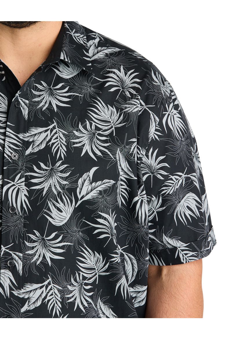 Big & Tall Big Leaf Print Sport Shirt, Alternate, color, BLACK